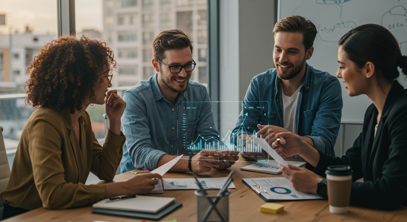 Equipe de parceiros em colaboração